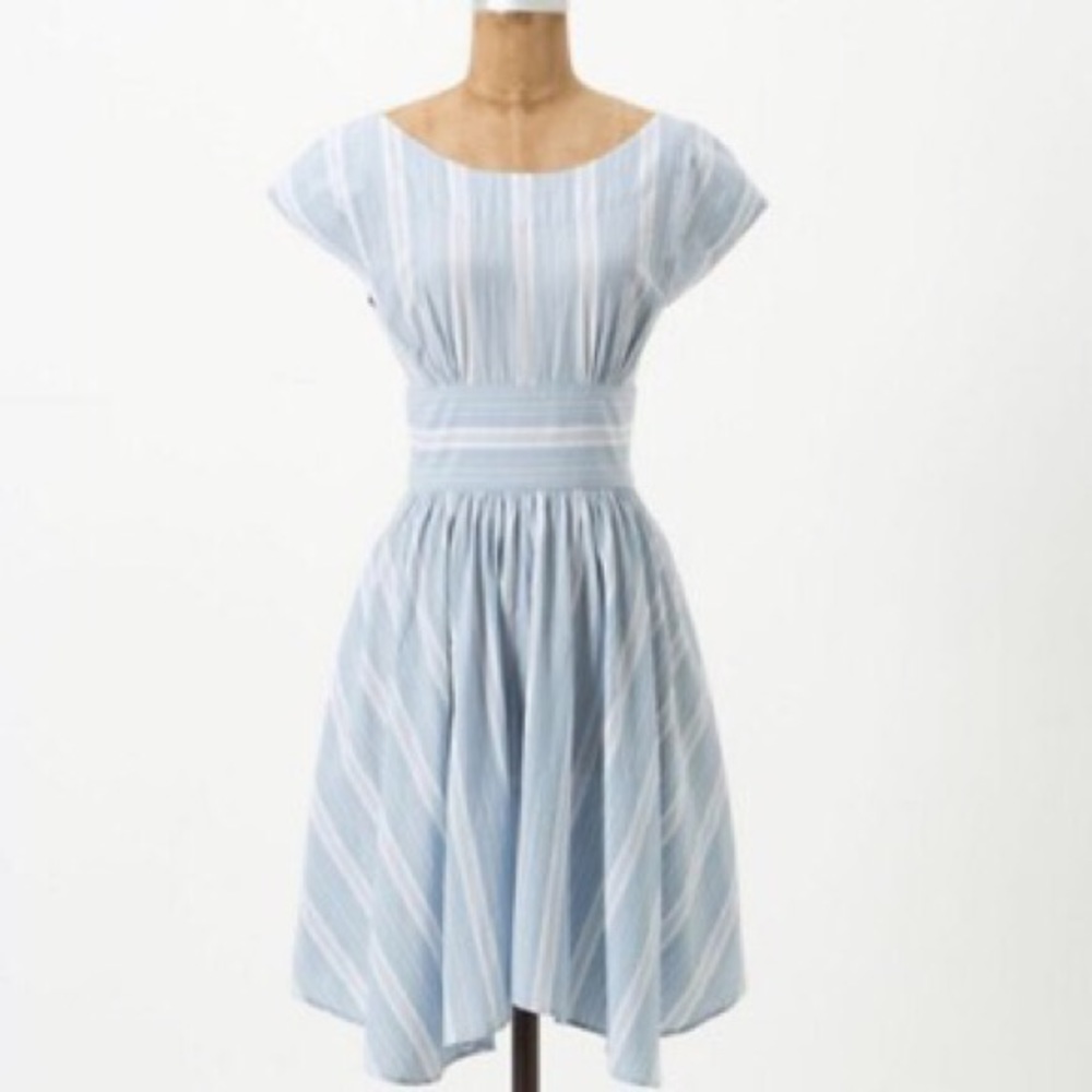 Anthropologie Maple Baby Blue Stripe Dress NWT